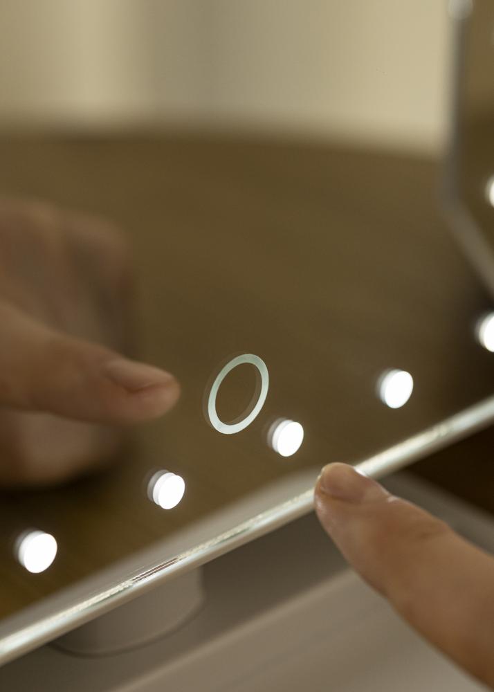 KAILA Espejo tocador LED con altavoces Bluetooth Oro rosado 18x30 cm