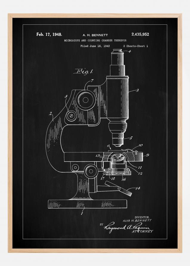 Patent Print - Microscope - Black Póster