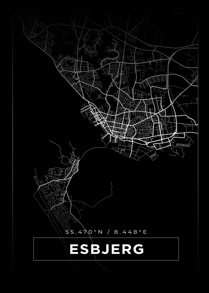 Mapa - Esbjerg - Cartel negro