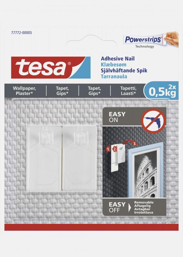Tesa - Clavo autoadhesivo ajustable para todo tipo de paredes (máx 2x0,5 kg)