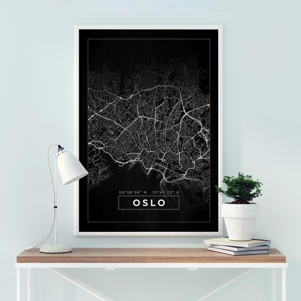 Mapa - Oslo - Negro Pster