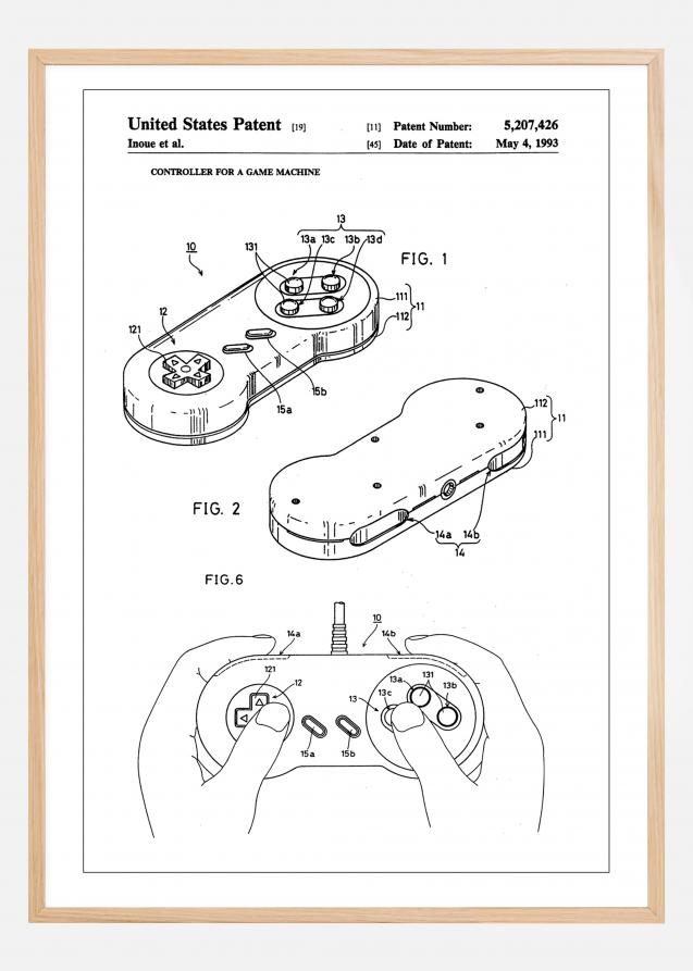 Patent Print - Game Controller I - White Póster