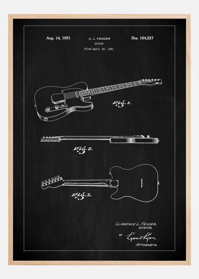 Patent Print - Guitar - Black Póster