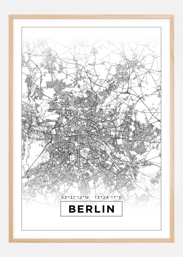 Mapa - Berlin - Blanco Póster