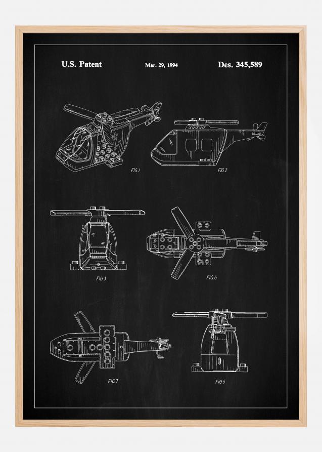 Patent Print - Lego Helicopter - Black Póster