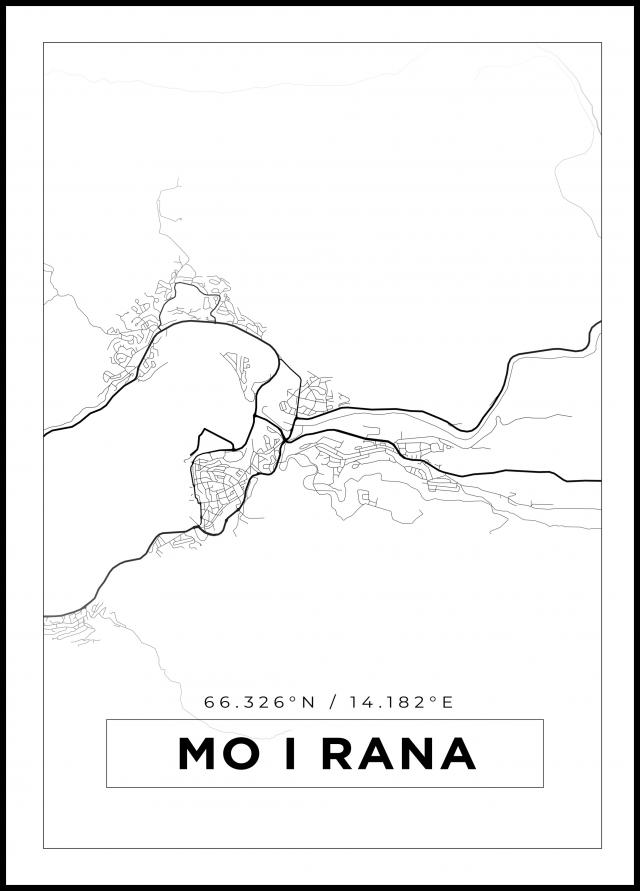 Mapa - Mo I Rana - Cartel Blanco