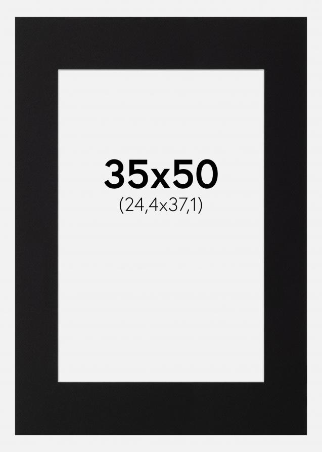 Paspartú Negro Estándar (Borde interior blanco) 35x50 cm (24,4x37,1)