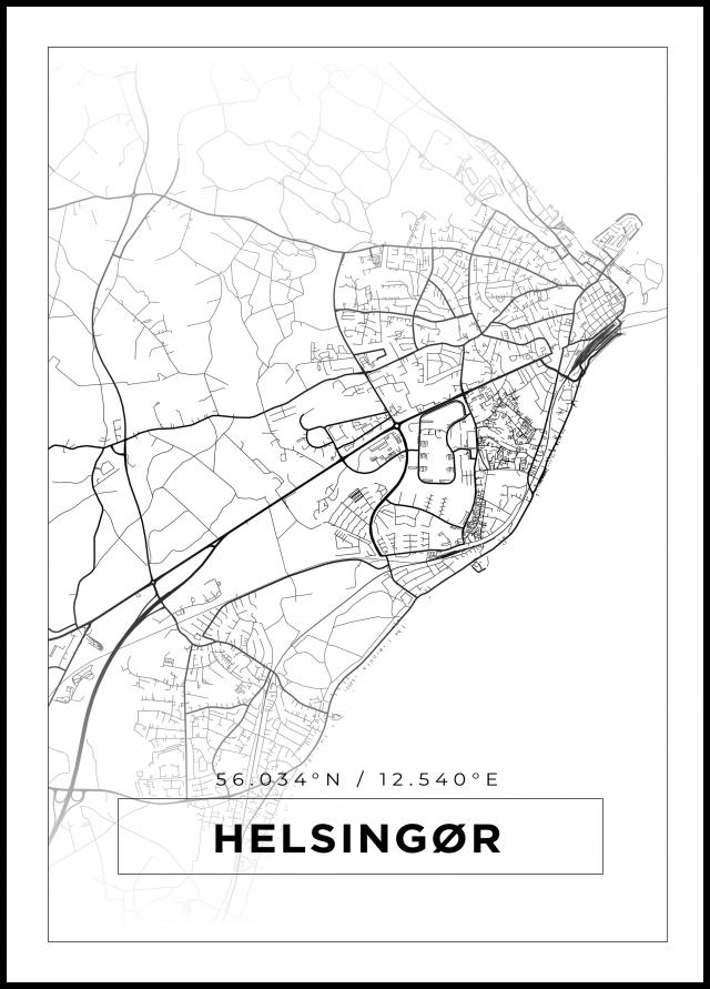 Mapa - Helsingør - Cartel blanco