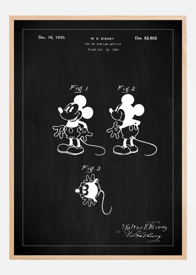 Dibujo de patente - Disney - Mickey Mouse - Negro Póster