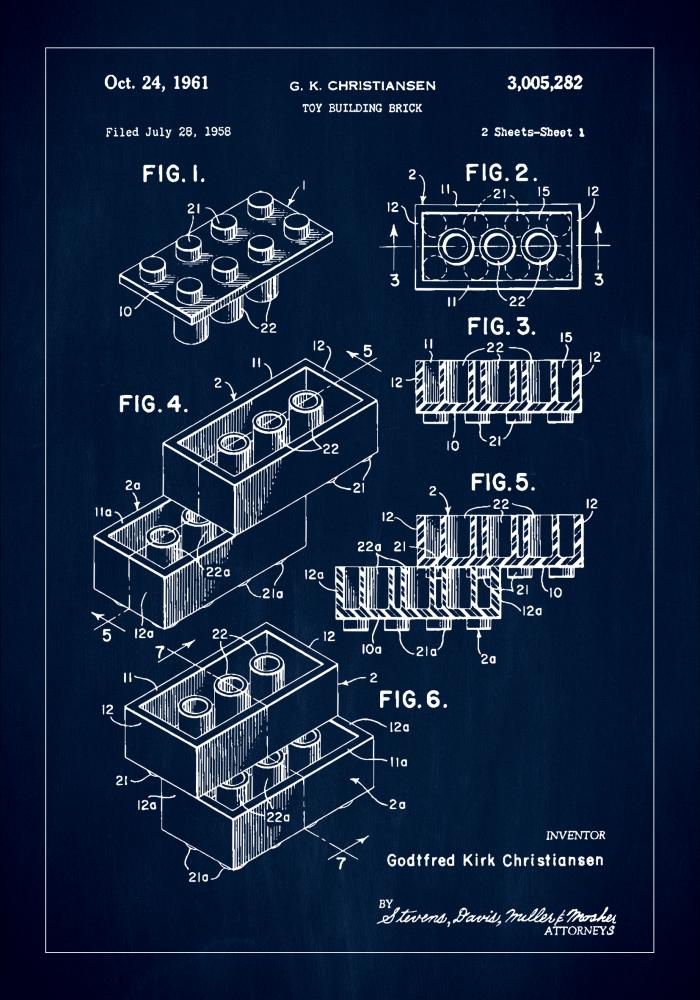 Patent Print - Lego Block I - Blue Pster