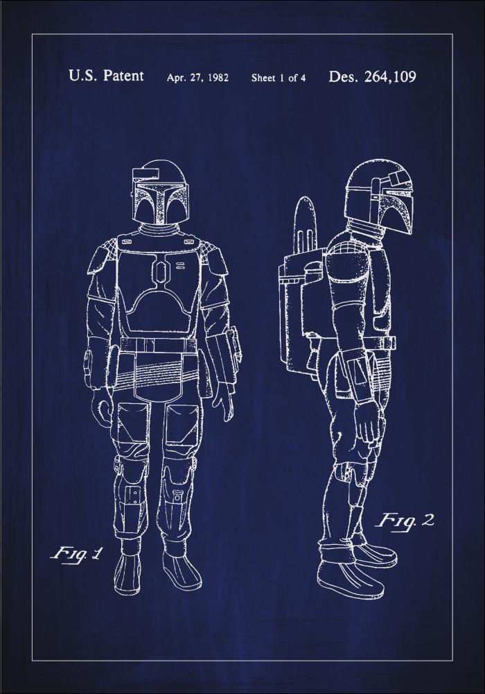 Dibujo de patente - Star Wars - Boba Fett - Azul Pster