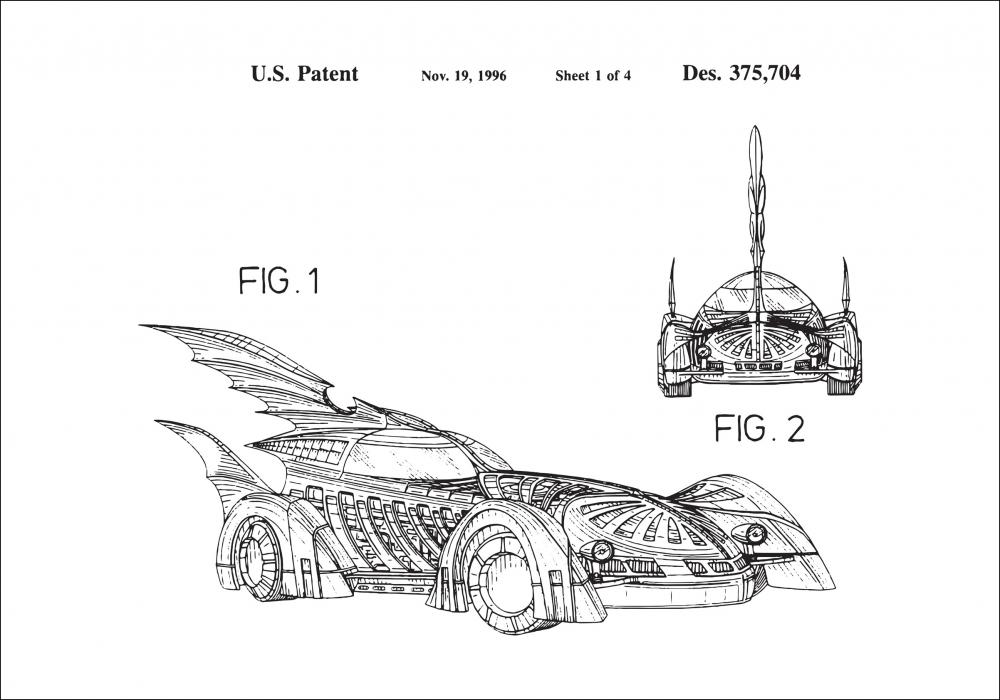 Dibujo de patente - Batman - Batmobile 1996 I Pster