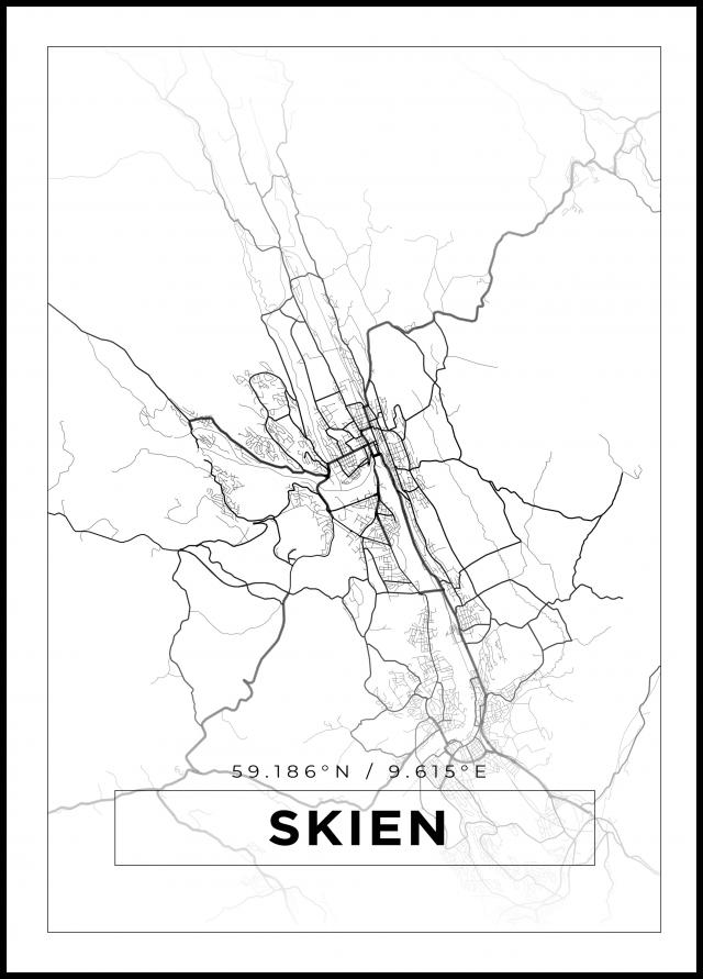 Mapa - Skien - Cartel blanco