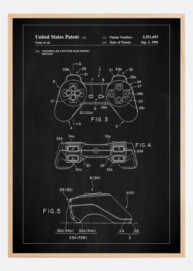 Patent Print - Game Controller II - Black Póster
