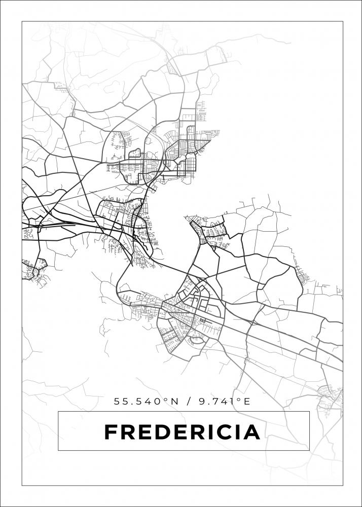 Mapa - Fredericia - Cartel blanco