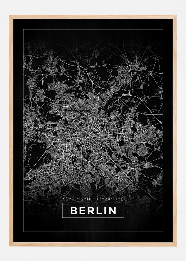 Mapa - Berlin - Negro Póster