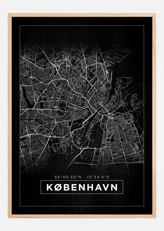 Mapa - København - Negro Póster