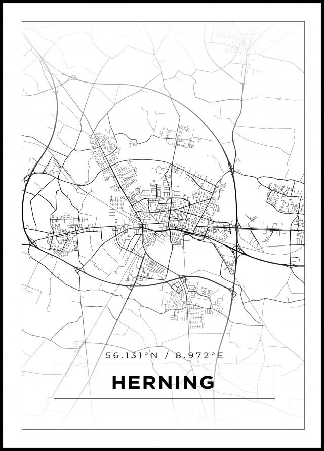 Mapa - Herning - Cartel blanco