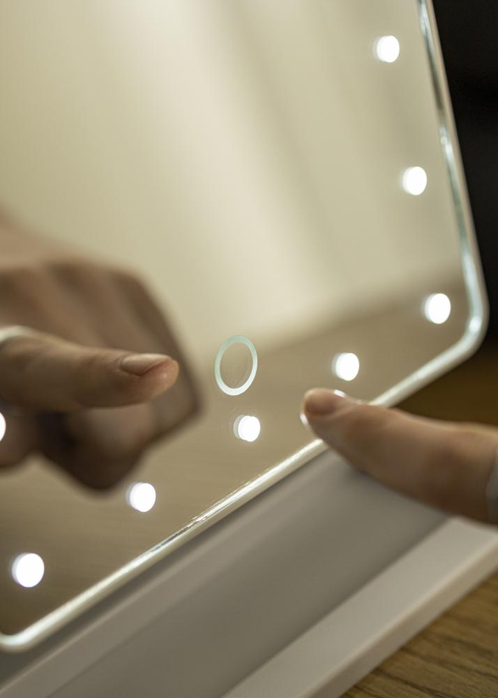 KAILA Espejo tocador LED con altavoces Bluetooth Blanco 18x30 cm