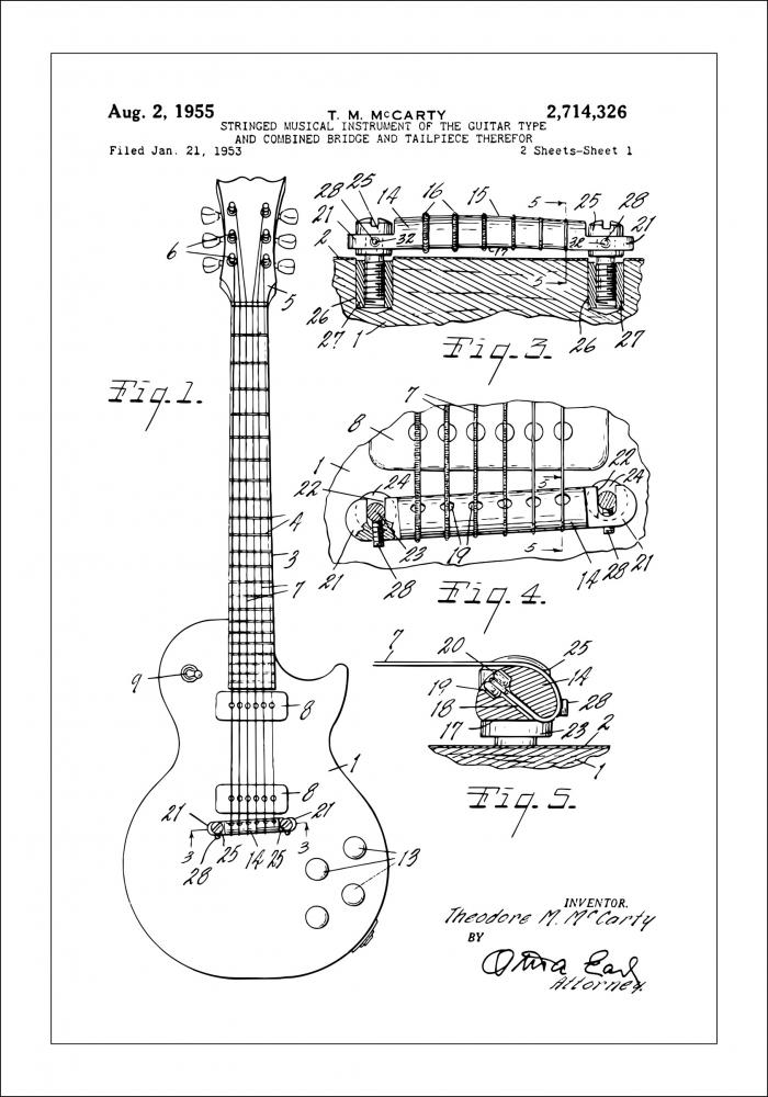 Dibujo de patente - Guitarra elctrica I Pster