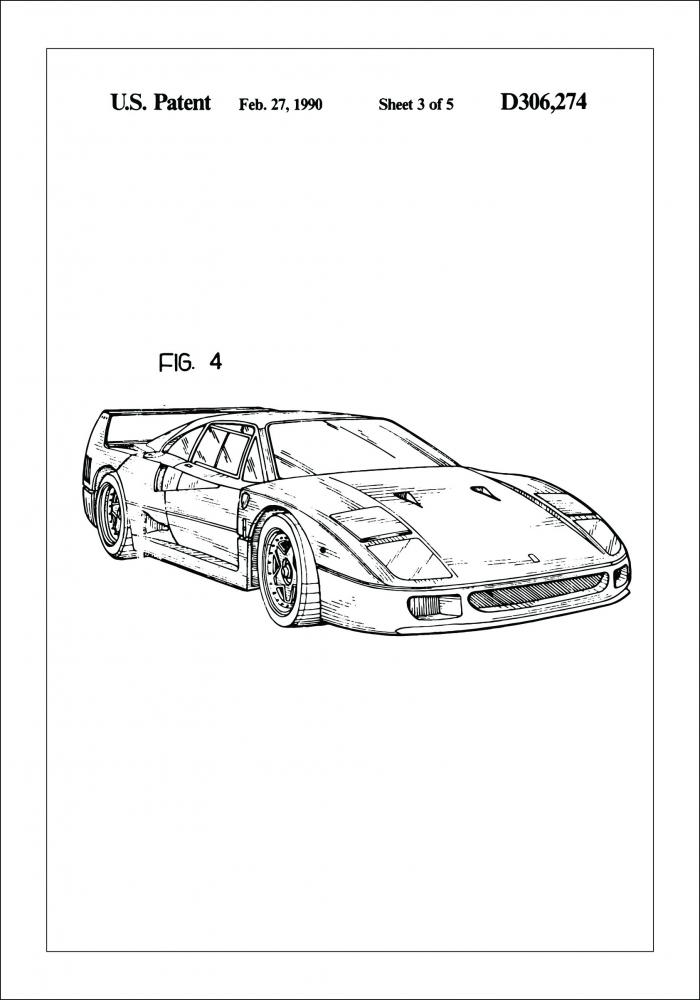 Dibujo de patente - Ferrari F40 II Pster