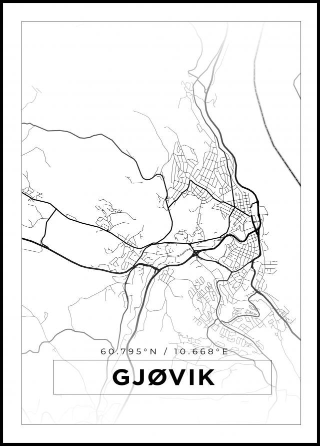 Mapa - Gjøvik - Cartel blanco