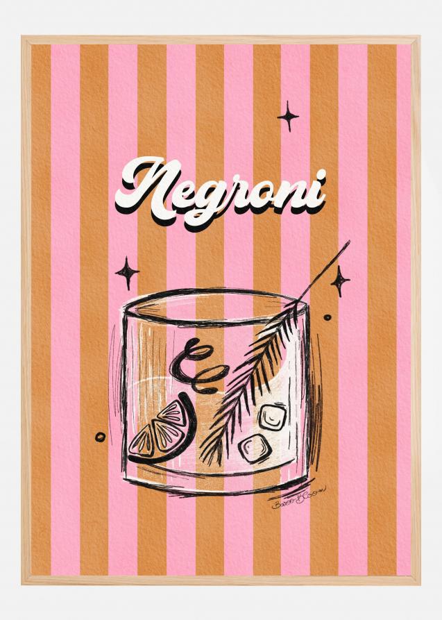 Negroni Drink on Stripes Póster