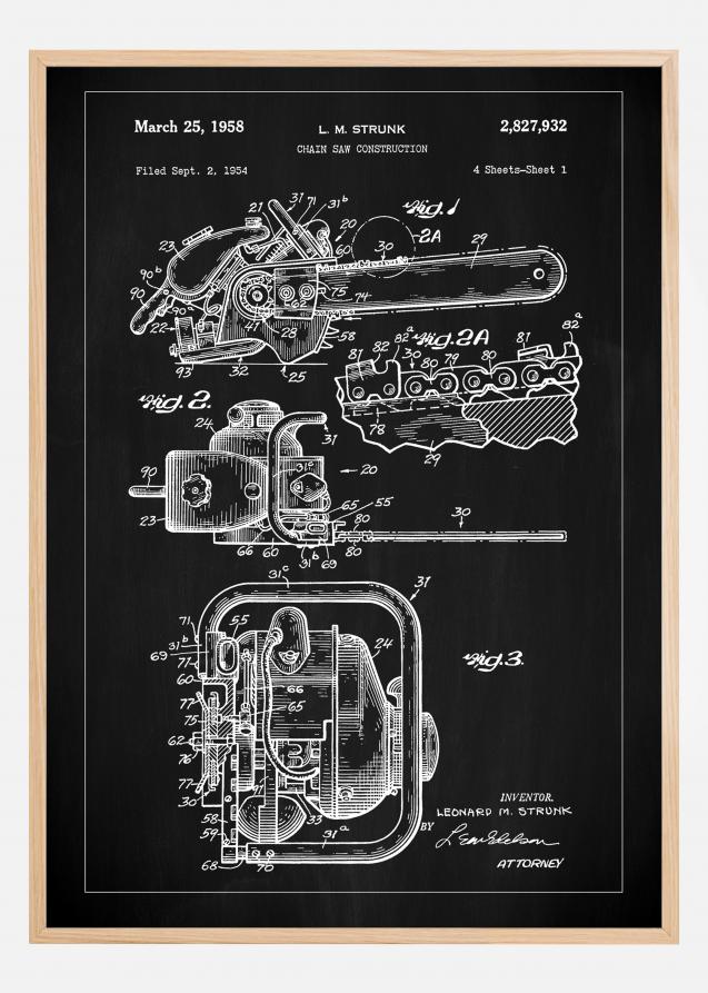 Patent Print - Chain Saw - Black Póster