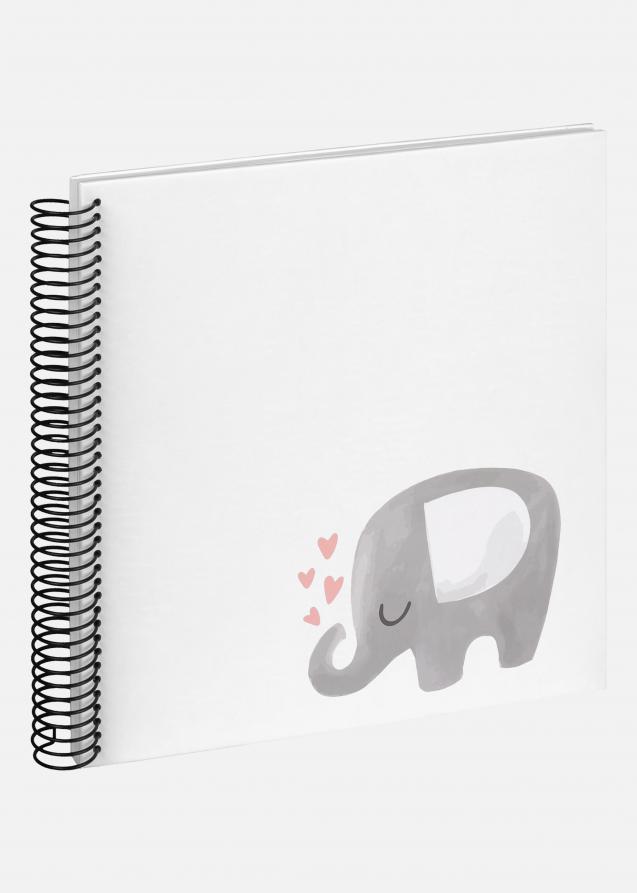 Baby Elephant Hearting Álbum de espiral Blanco - 24x24 cm (40 Hojas blancas)
