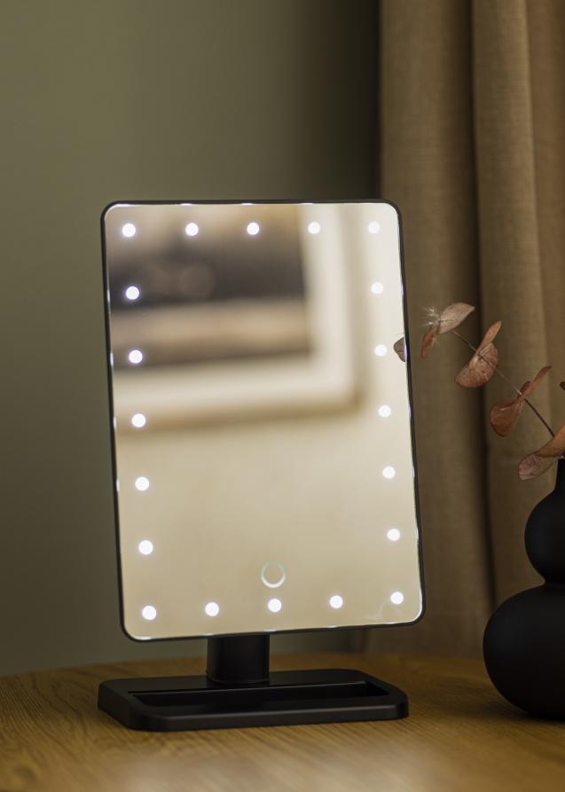 KAILA Espejo tocador LED con altavoces Bluetooth Negro 18x30 cm