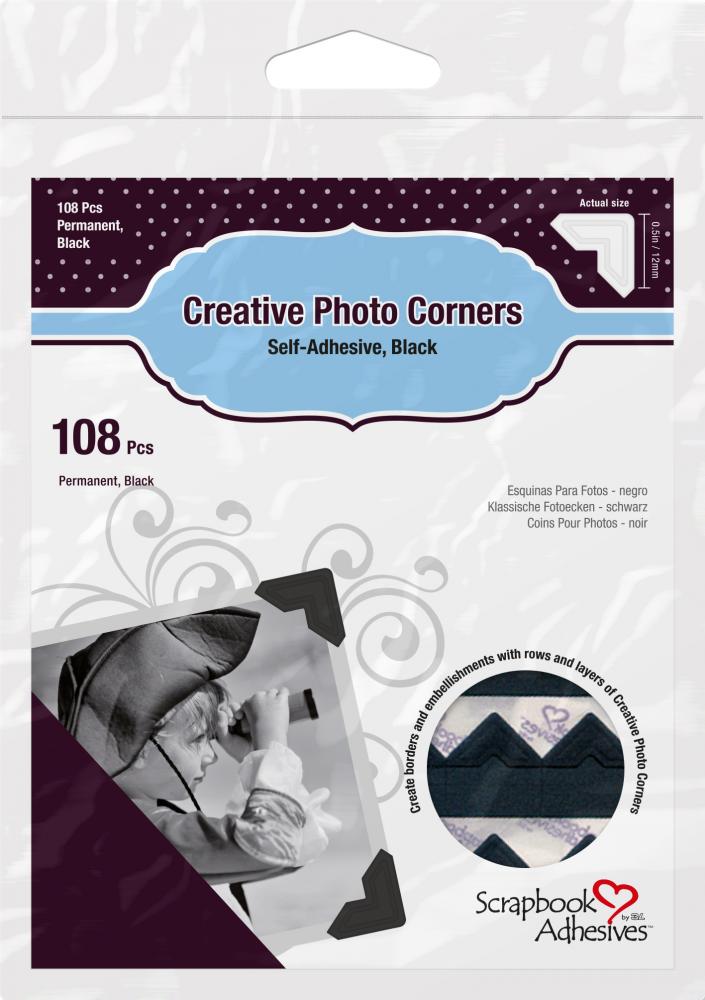 3L Creative Photo Corners Negro - 108 uds.