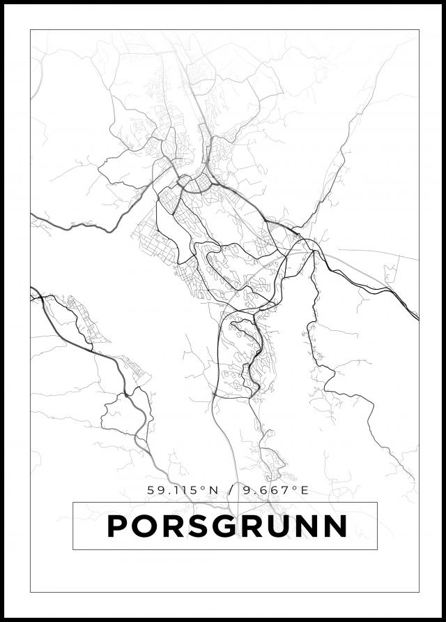 Mapa - Porsgrunn - Cartel Blanco