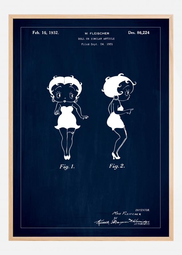 Dibujo de patente - Betty Boop - Azul Póster