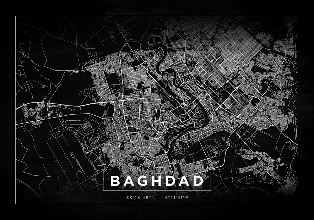 Mapa - Baghdad - Negro Pster