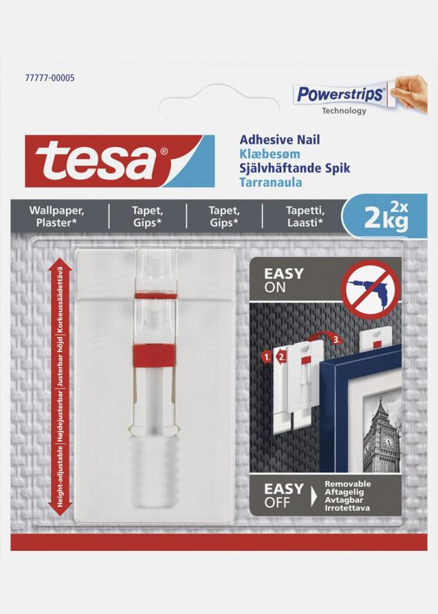 Tesa - Clavo autoadhesivo ajustable para todo tipo de paredes (máx 2x2 kg)