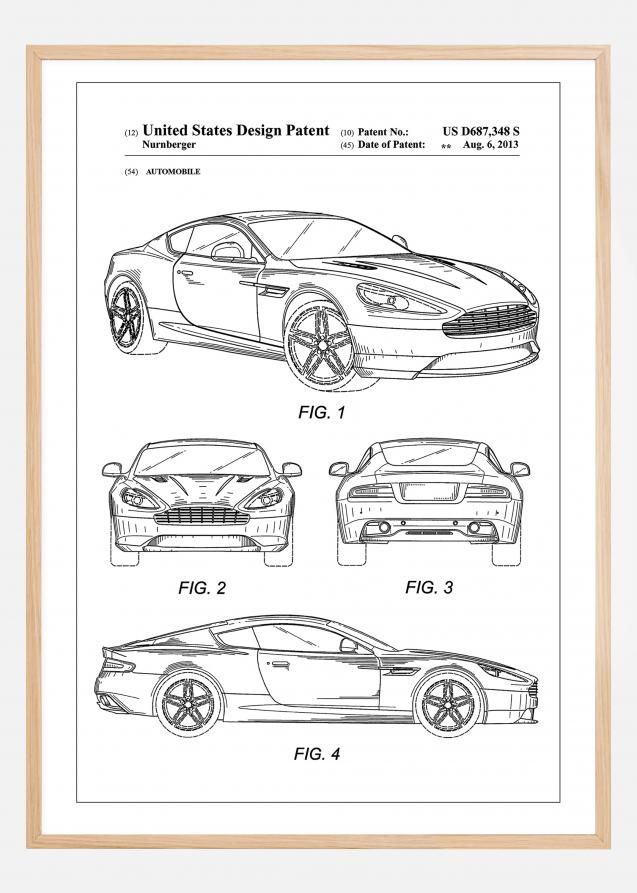 Patent Print - Aston Martin - White Póster