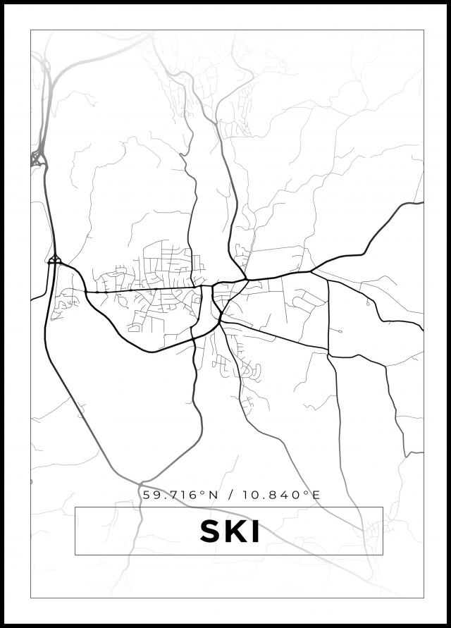 Mapa - Esquí - Cartel Blanco