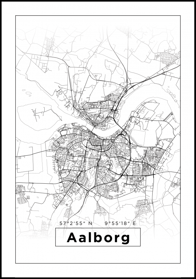 Mapa - Aalborg - Cartel Blanco