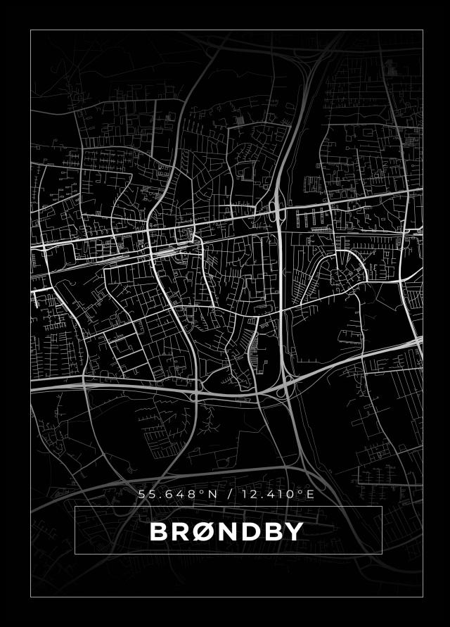 Mapa - Brøndby - Cartel negro
