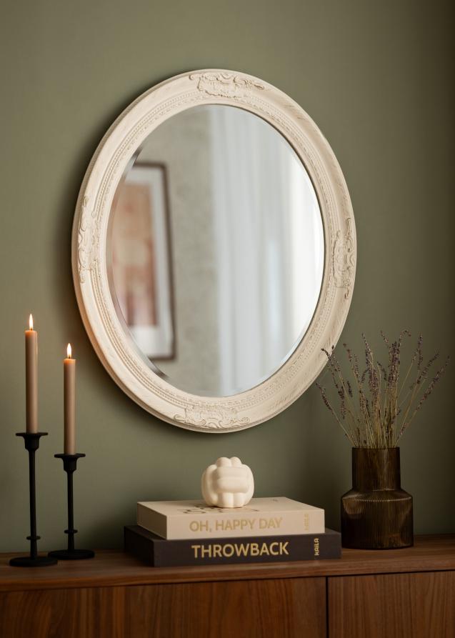 Espejo Antique Blanco Ovalado 50x60 cm