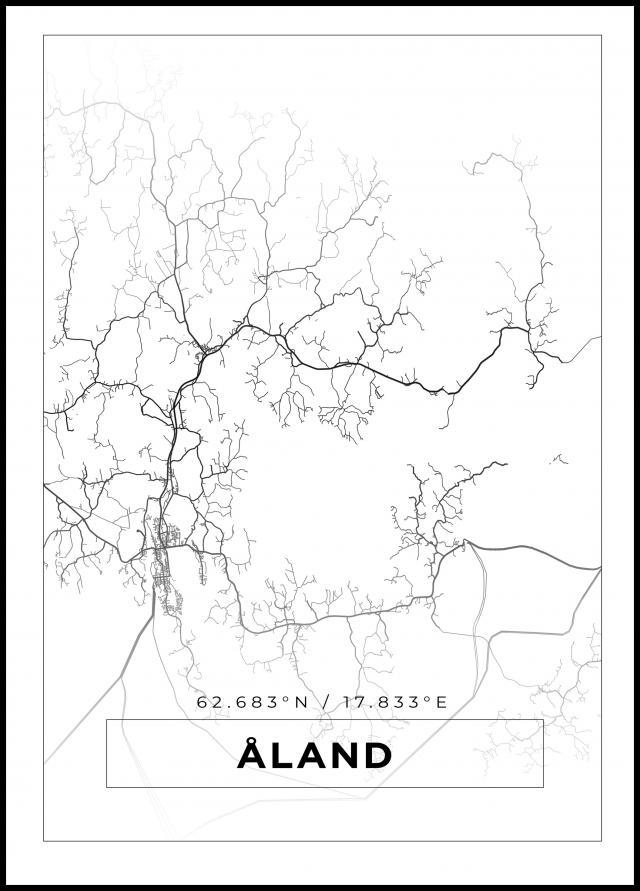 Mapa - Åland - Blanco Póster