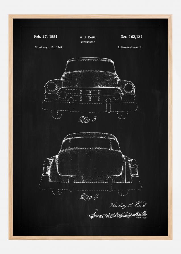 Dibujo de patente - Cadillac II - Negro Póster