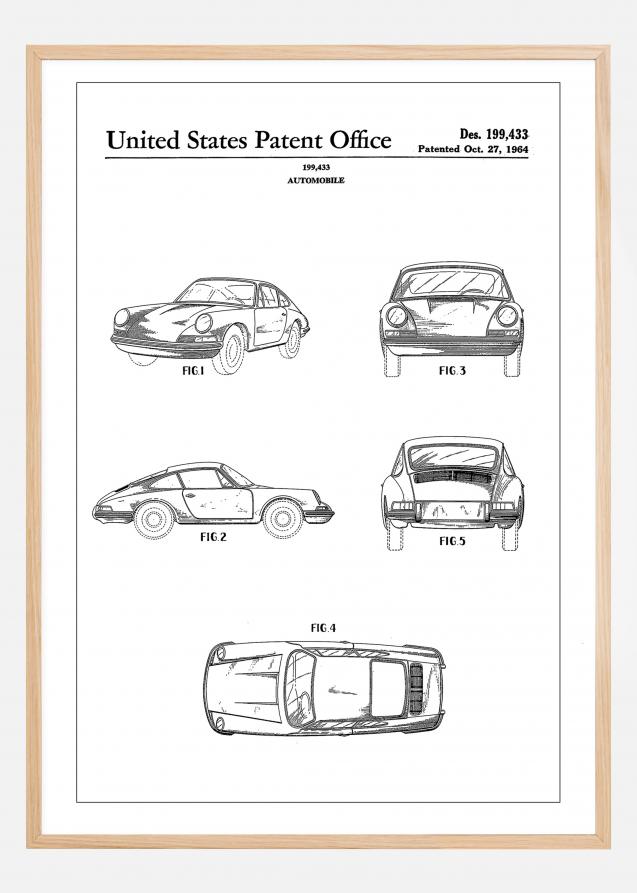 Patent Print - Porsche 911 Carrera - White Póster