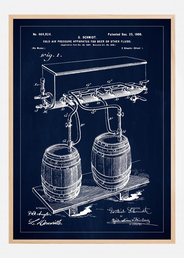 Patent Print - Beer Kegs - Blue Póster
