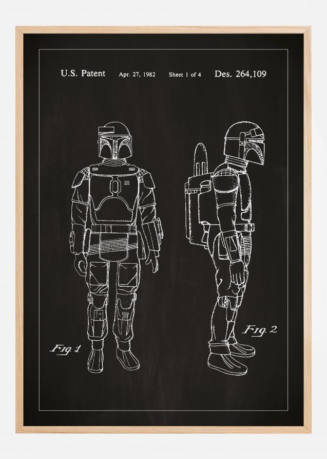 Dibujo de patente - Star Wars - Boba Fett - Negro Póster
