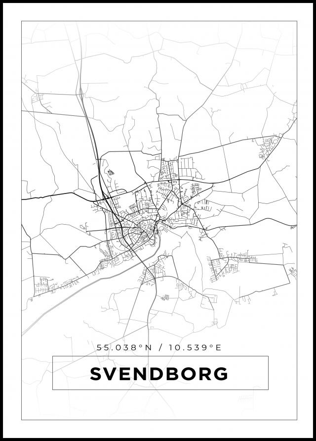 Mapa - Svendborg - Cartel blanco