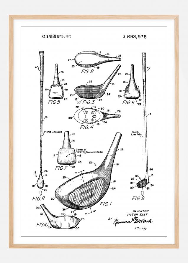 Patent Print - Golf Club - White Póster