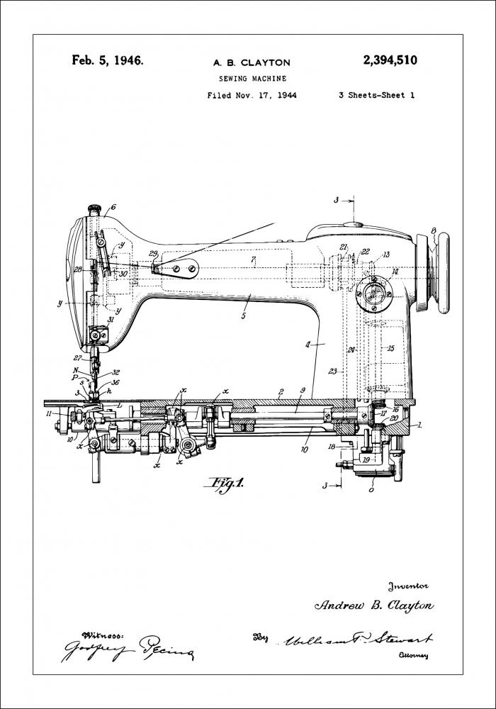 Dibujo de patente - Mquina de coser I Pster