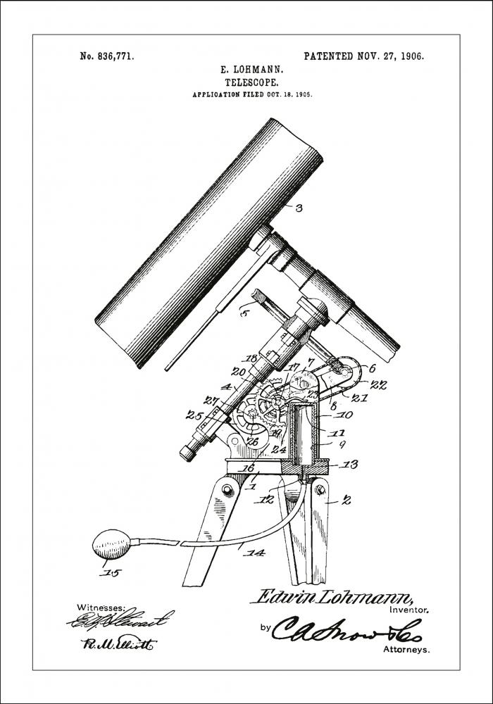 Dibujo de patente - Telescopio - Blanco Pster