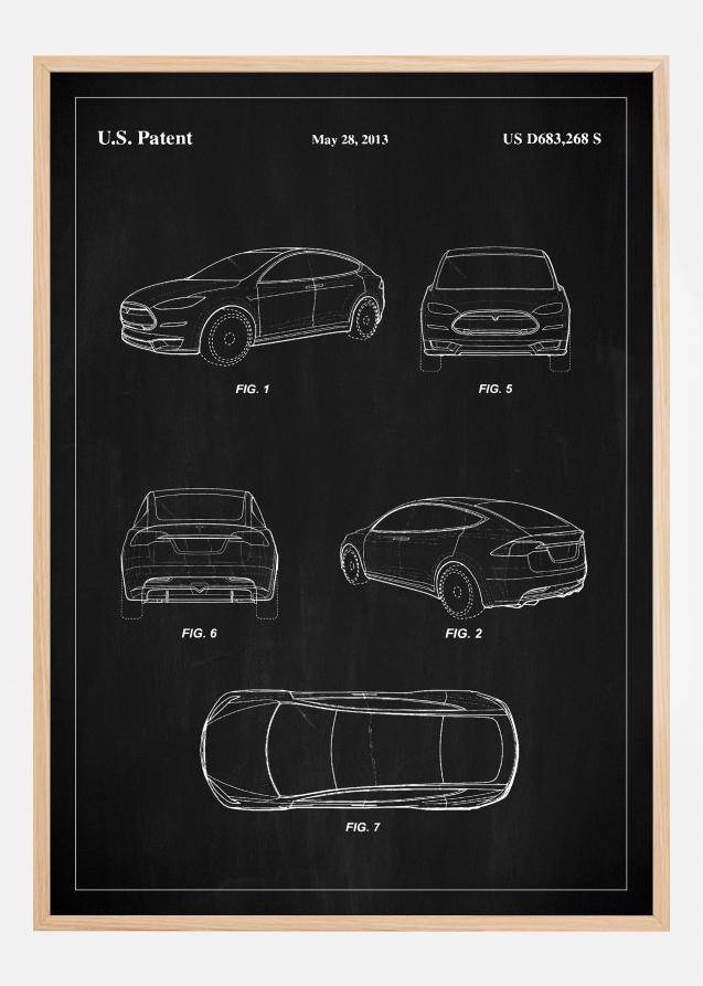 Patent Print - Tesla - Black Póster